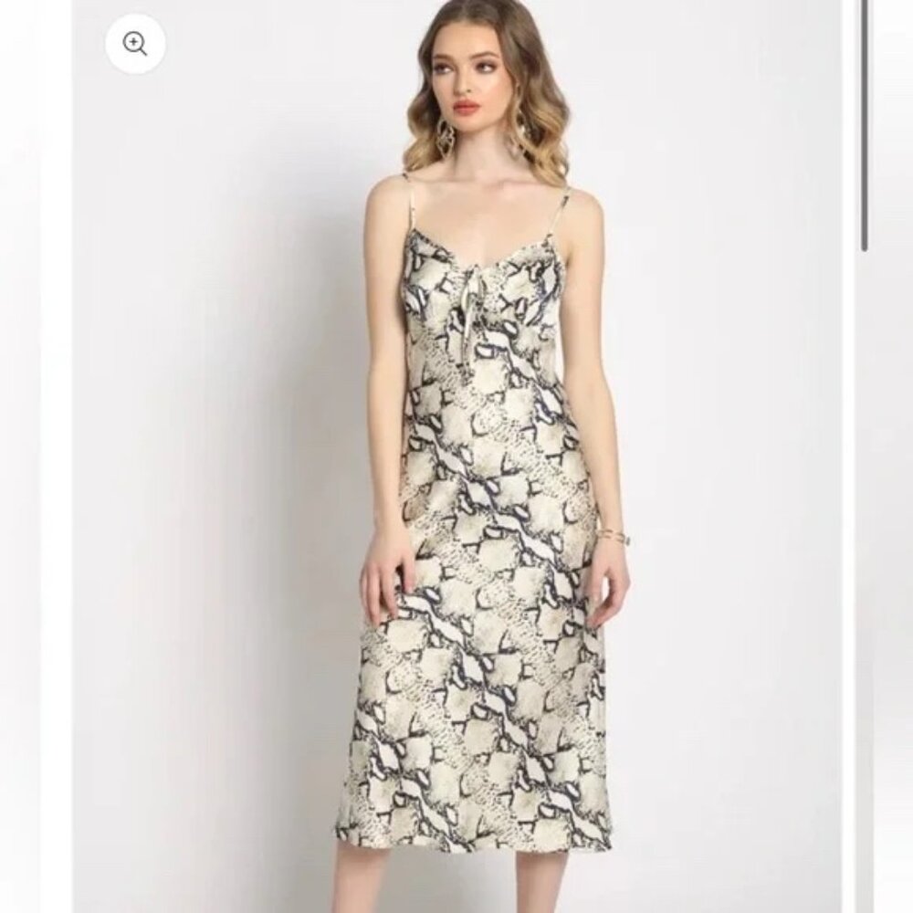 NEW! KNOW ONE CARES Snakeskin Animal Print Satin Midi Slip Dress